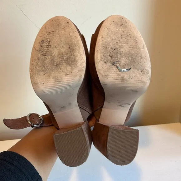 Steve Madden Carter Slingback Suede Camel Chunky Sandal Heel Size 5.5 - Picture 6 of 11